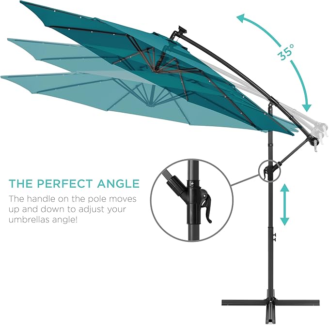 Best Choice Products 10ft Solar LED Offset Cantilever Hanging Market Patio - Image 4