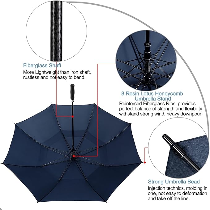 G4Free 47/54/62/68/72 Inch Automatic Open Golf Umbrella Oversize Extra Large - Image 7