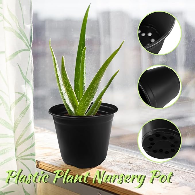 Anyumocz 120Pcs 0.5 Gallon Plant Nursery Pots, Plastic Pots - Image 3