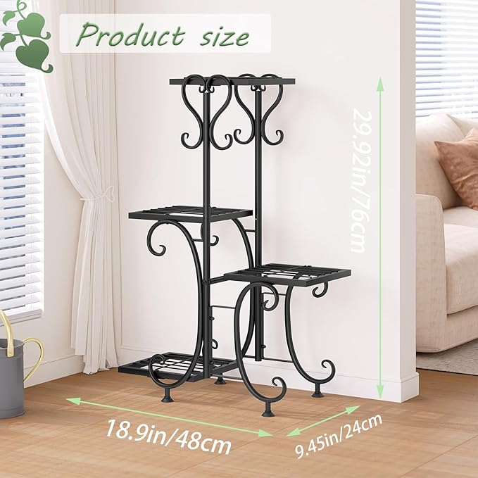 Plant Stand Indoor Outdoor Shelf 4Tier Metal Holder Pot Rack Multiple Plants - Image 6