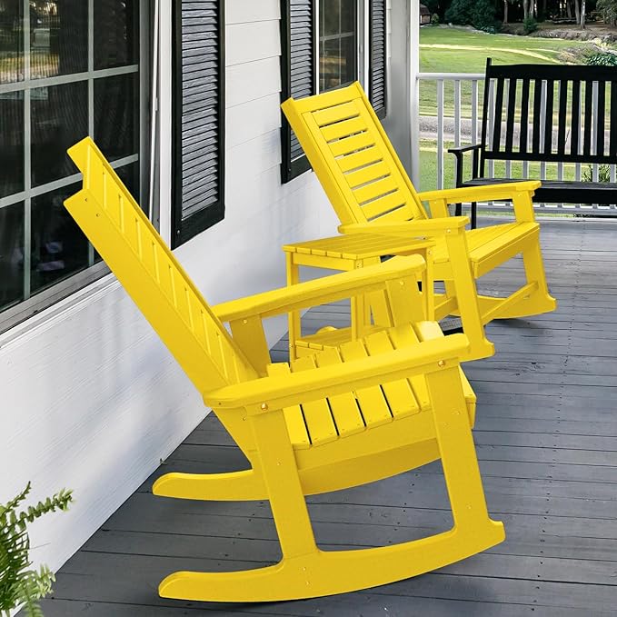 GREENVINES Outdoor Rocking Chairs | Set of 2 | Porch Rocker | HDPE Plastic | - Image 5