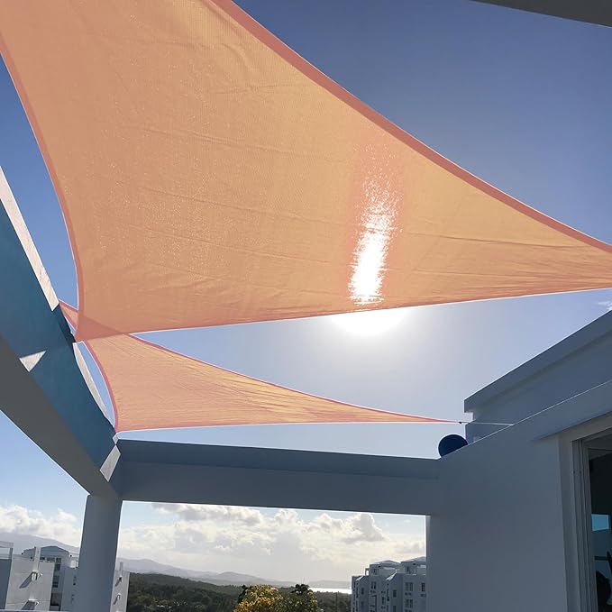 SUNNY GUARD Custom Size 6'x8'x10' Peach Fuzz Sun Shade Sail Right Triangle UV by SUNNYGUARD