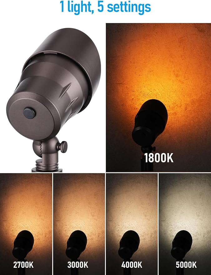 LEONLITE 8-Pack 5CCT Low Voltage LED Landscape Spotlight, Update - Image 2