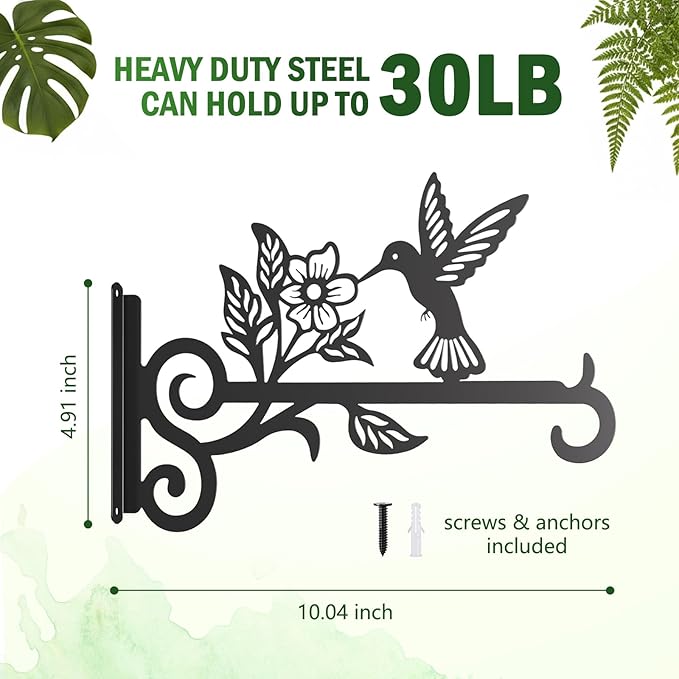 2-Pack Aesthetic Plant Hangers Outdoor – 10 Inch Metal Hanging Plant Bracket - Image 4