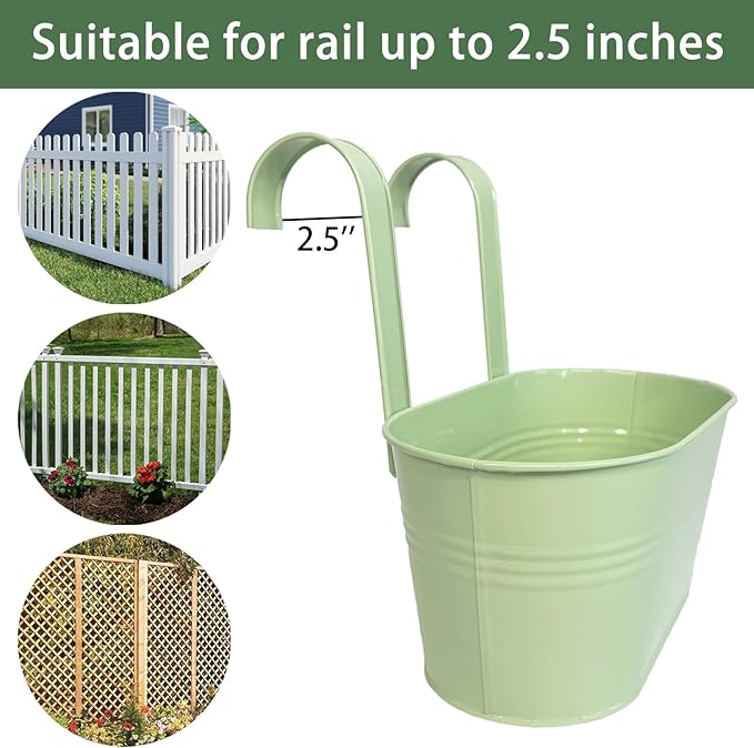 Balcony Hanging Planters Flower Pots, Fence Pot Hanging Plant Holders - Image 4