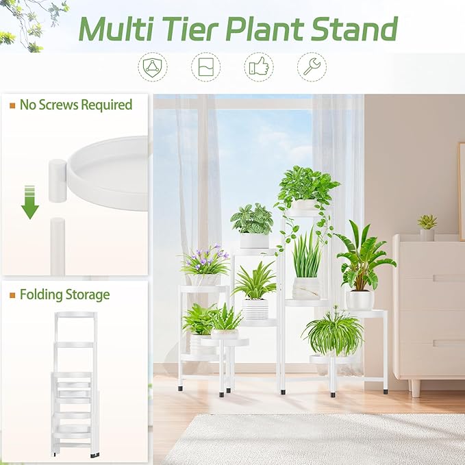 iDavosic.ly Plant Stand Indoor Outdoor, 9 Tier Corner Metal Flower Display - Image 4