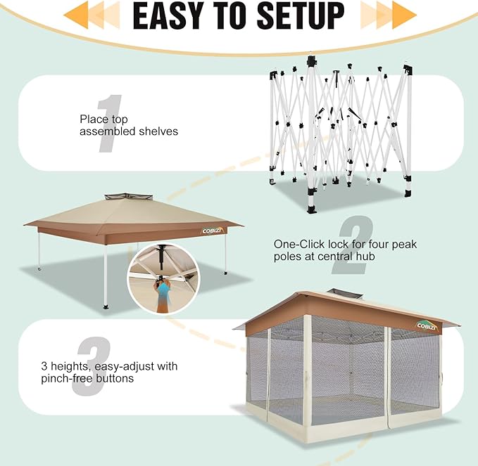 COBIZI Gazebo 13x13 Pop Up Canopy, Gazebos on Clearance - Image 7