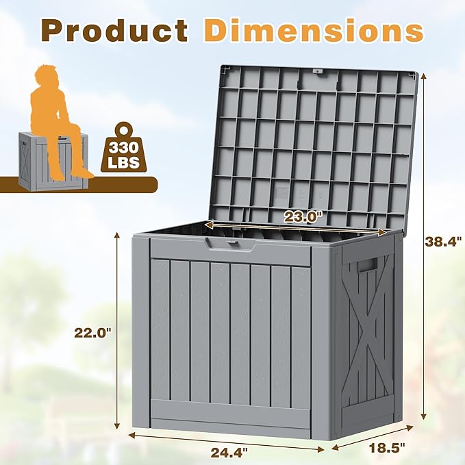 Flamaker Resin Deck Box 40 Gallon Waterproof Outdoor Indoor Storage Box - Image 7