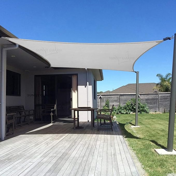 SUNNY GUARD Custom Size 12'x14' Silver Grey Sun Shade Sail Rectangle UV Block by SUNNYGUARD
