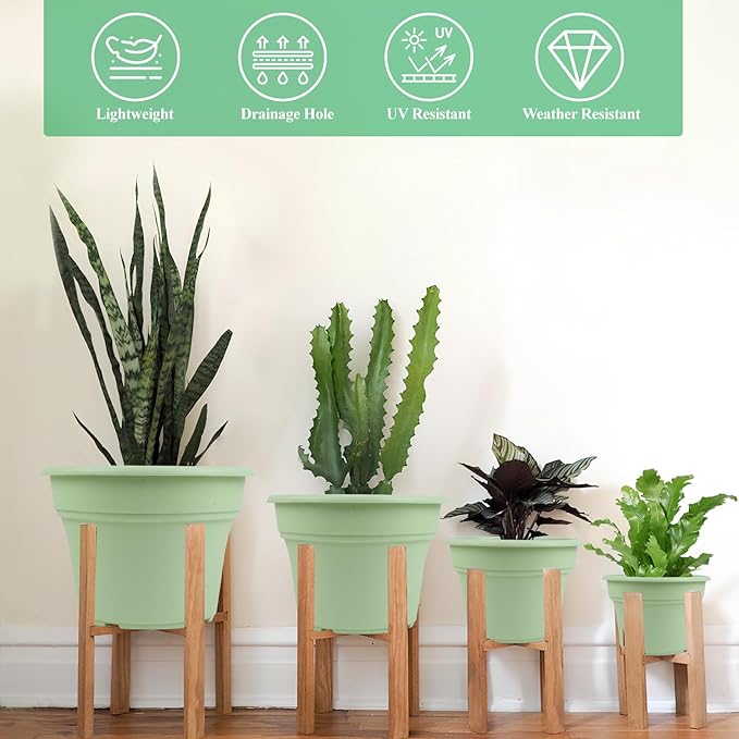 16 inch Plastic-Flower-Pot-for-Indoor-Plants, 4 Pack Large Outdoor Planter Pot - Image 3