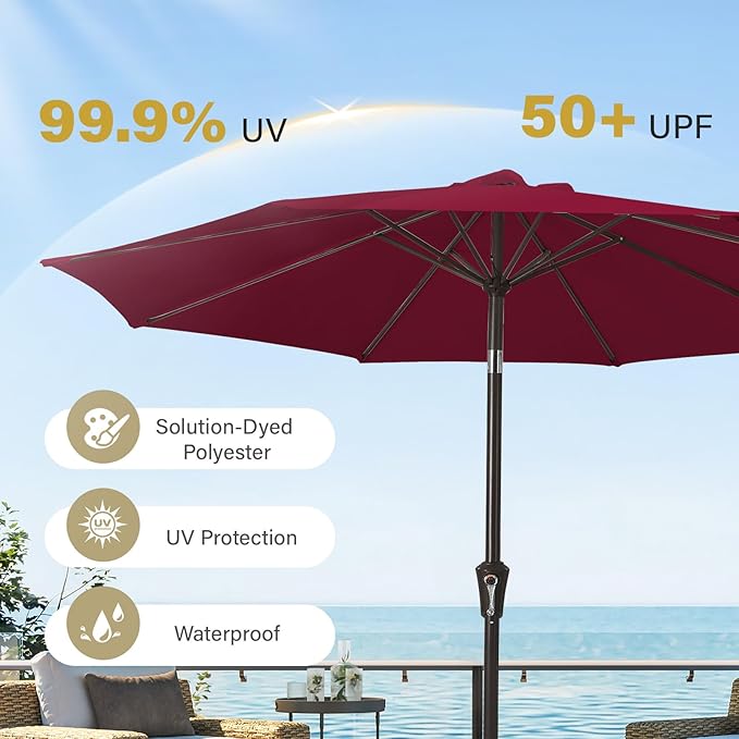 MEWAY 9ft Patio Umbrella Outdoor Table Umbrellas - Image 5