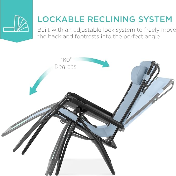 Best Choice Products Folding Zero Gravity Outdoor Recliner Patio Lounge Chair - Image 3