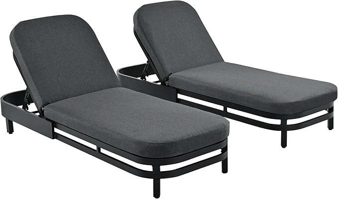 LUMISOL Outdoor Lounge Chair Set of 2, Modern Aluminum Chaise Loungers - Image 9