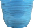 Garden Elements Indoor/Outdoor Glazed Brushed Happy Plastic Planter, Bright Blue by GardenElements