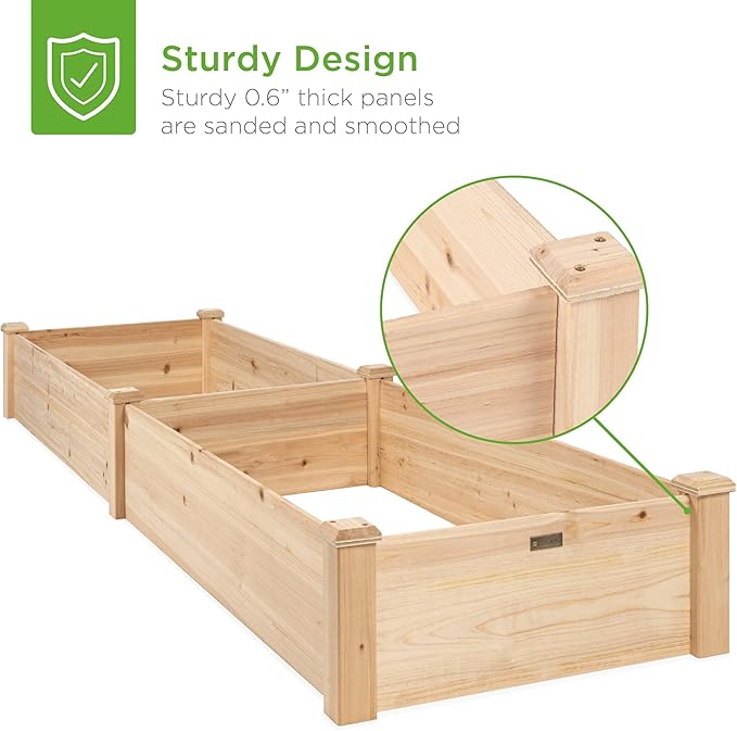 Best Choice Products 8x2ft Outdoor Wooden Raised Garden Bed Planter - Image 5