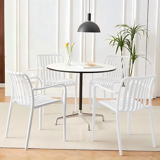 Patio Dining Chairs Set of 4, All-Weather Outdoor and Indoor Stackable Chairs by JPBSTO