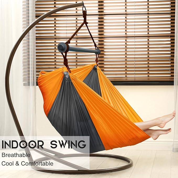 Hammock Chair, Portable Large Hanging Rope Swing, Lightweight Nylon Parachute - Image 2