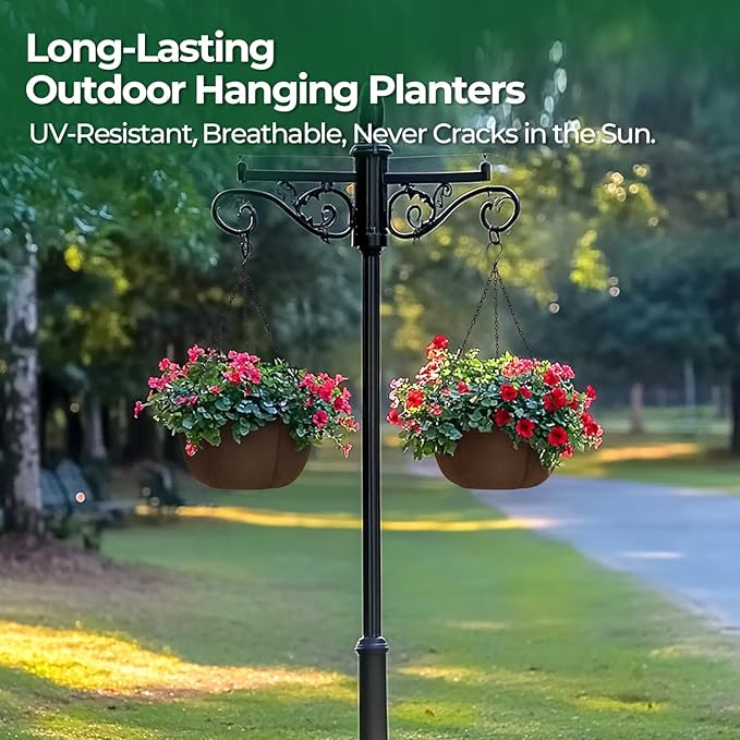 T4U Hanging Planters for Outdoor Plants, 12 Inch 4 Pack Fabric Hanging Baskets - Image 8