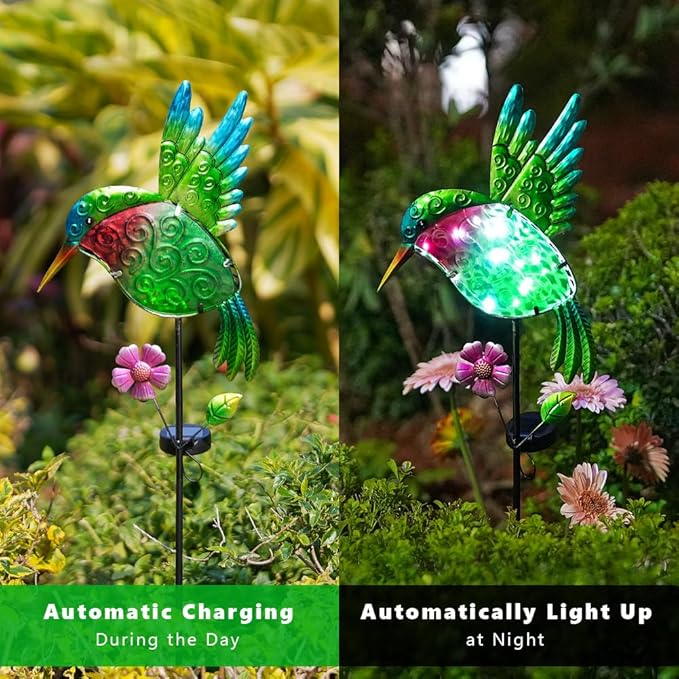 dreamysoul Outdoor Solar Hummingbird Garden Lights, Decorative Hummingbird - Image 3