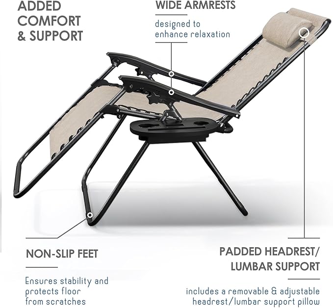 Nestl Zero Gravity Chairs, Portable Patio Lounge Chair Outdoor - Image 6