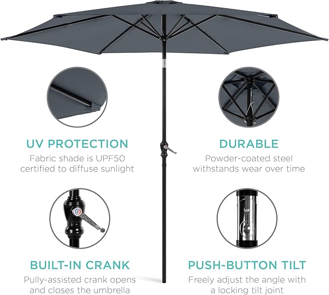 Best Choice Products 10ft Outdoor Table Compatible Steel Polyester Market Patio - Image 5