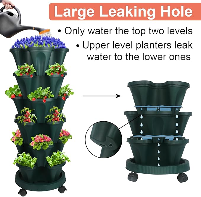 DUNCHATY Stackable Planter, Vertical Garden Planter - Image 4