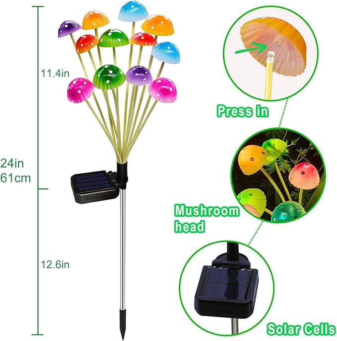 Kohlrabi Solar Garden Lights, 6 Pack Solar Mushroom Lights Outdoor, Upgraded - Image 5