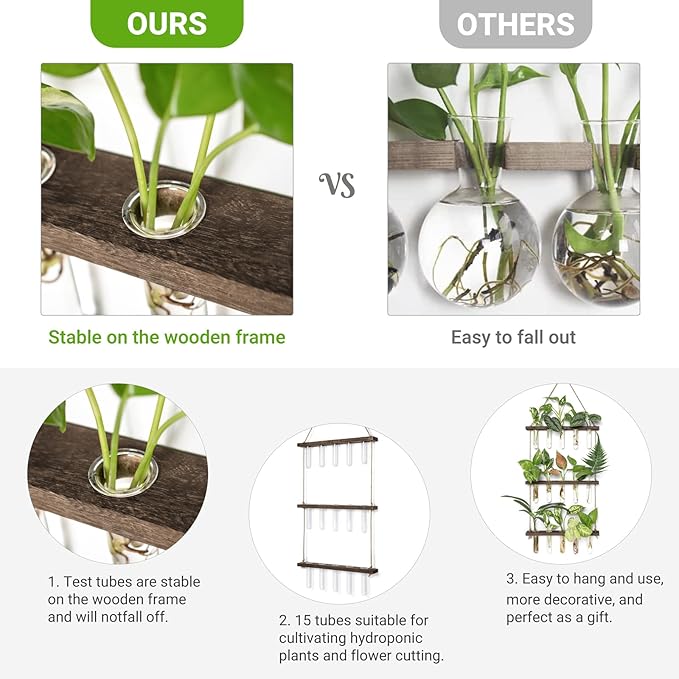 Mkono Plant Propagation Tubes, 3 Tiered Wall Hanging Terrarium - Image 4