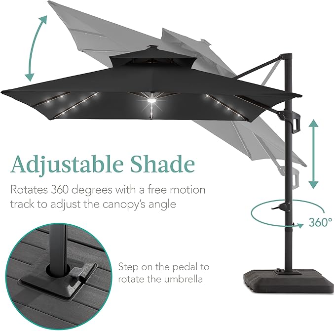 Best Choice Products 10x10ft Cantilever Patio Umbrella w/Base Included - Image 4