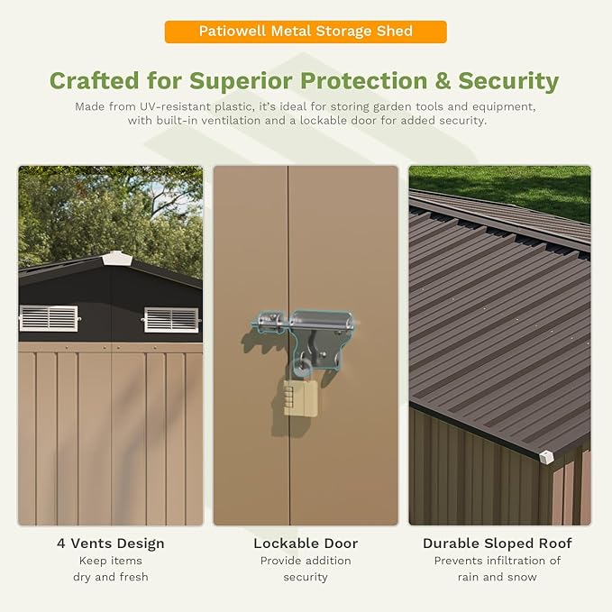 Patiowell 10 x 12 FT Metal Storage Shed - Image 3