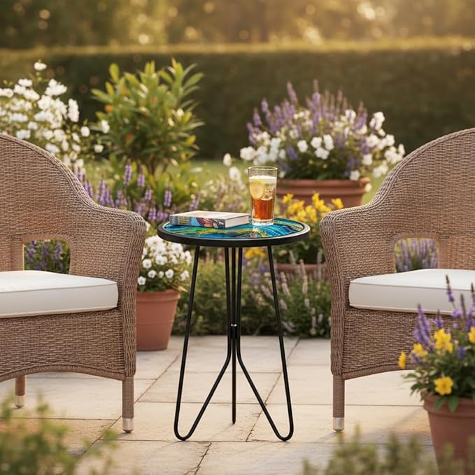 LIFFY Patio Side Tables, Round Decorative Plant Stand & Accent Table - Image 6