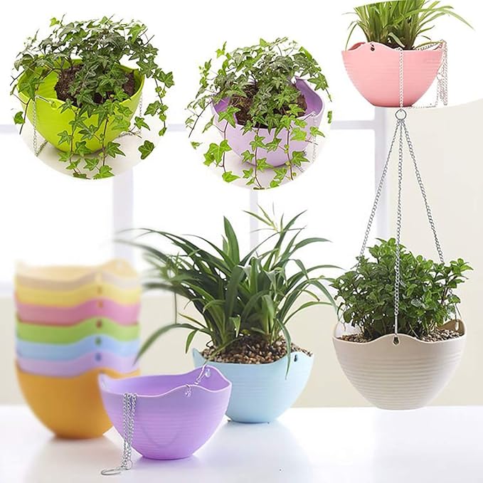 Foraineam Set of 7 Colors Self-Watering Hanging Planter Indoor Outdoor Garden - Image 4