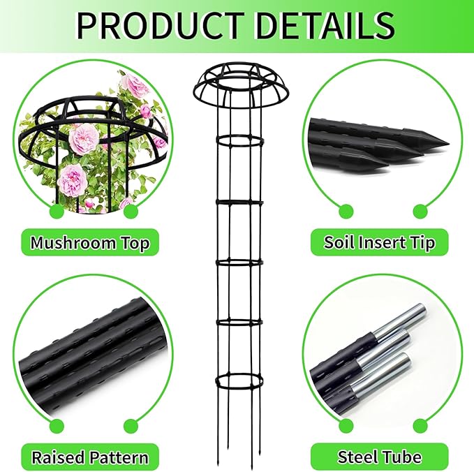 2-Pack 77-Inch Garden Trellis for Climbing Plants, Heavy-Duty Metal Obelisk - Image 6