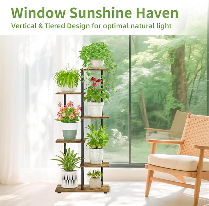 iDavosic.ly 5 Tier Plant Stand Indoor, Tiered Corner Metal Wood Multiple Flower - Image 5