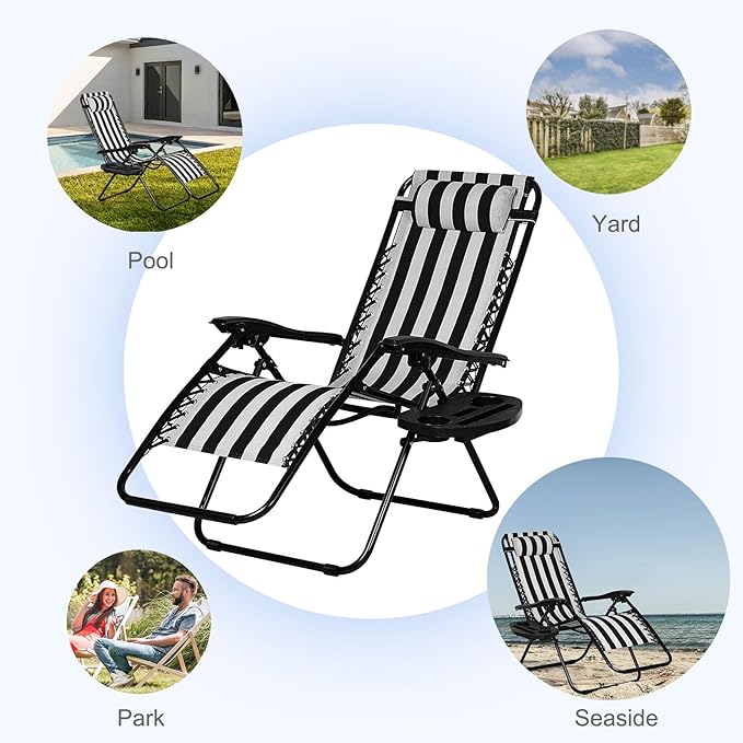 Nazhura Set of 2 Relaxing Recliners Patio Chairs Adjustable Steel Mesh Zero - Image 6