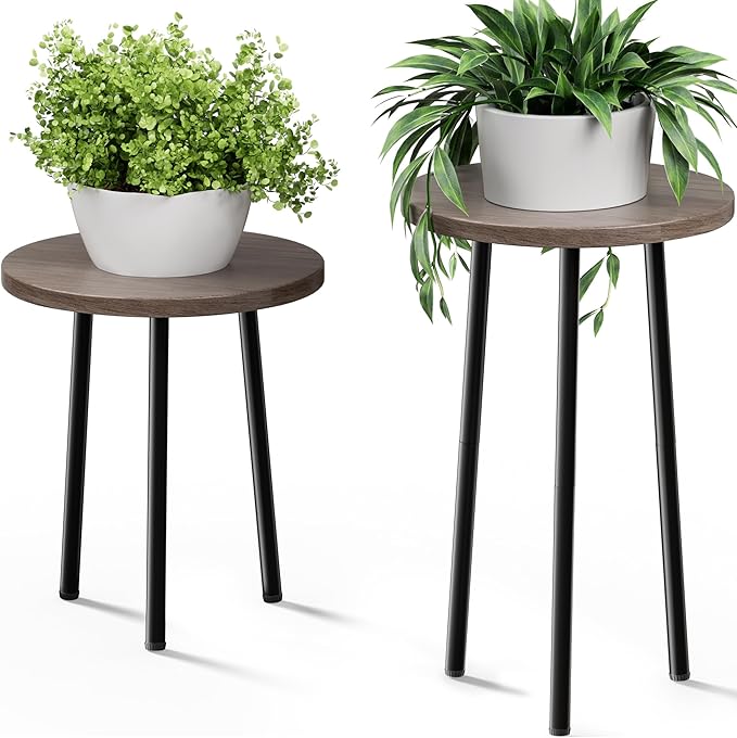 Plant Stand Indoor Tall: Corner Wood Plant Stand 2 Pack Mid Century Modern Decor by SAKSUNFORYOU