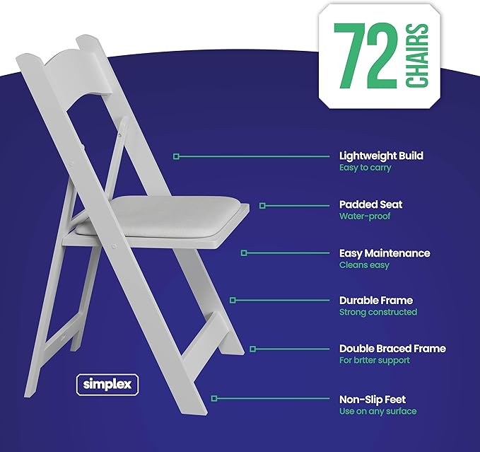 Simplex Furniture Modern White Resin Foldable Chair - Image 3