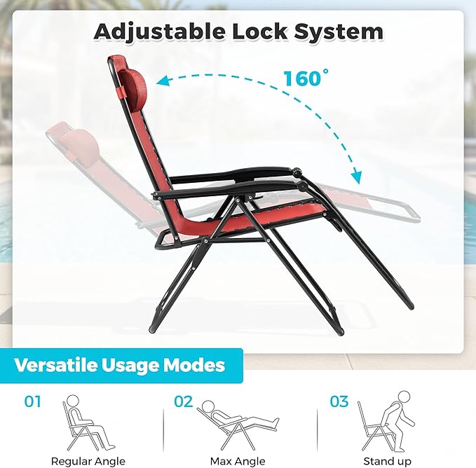Homall Zero Gravity Chair Patio Folding Lawn Outdoor Lounge Gravity Camp - Image 4