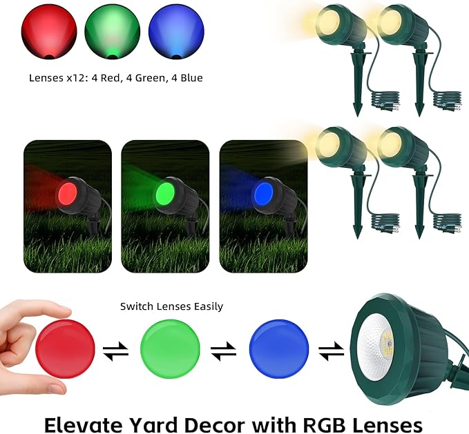 Spotlight Outdoor – 120V Plug-in, 2700K Warm White LED Landscape Spot Lights - Image 2