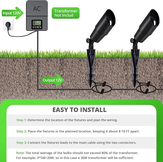 wowlite Matte Black Aluminum Outdoor Spot Lights - Image 7