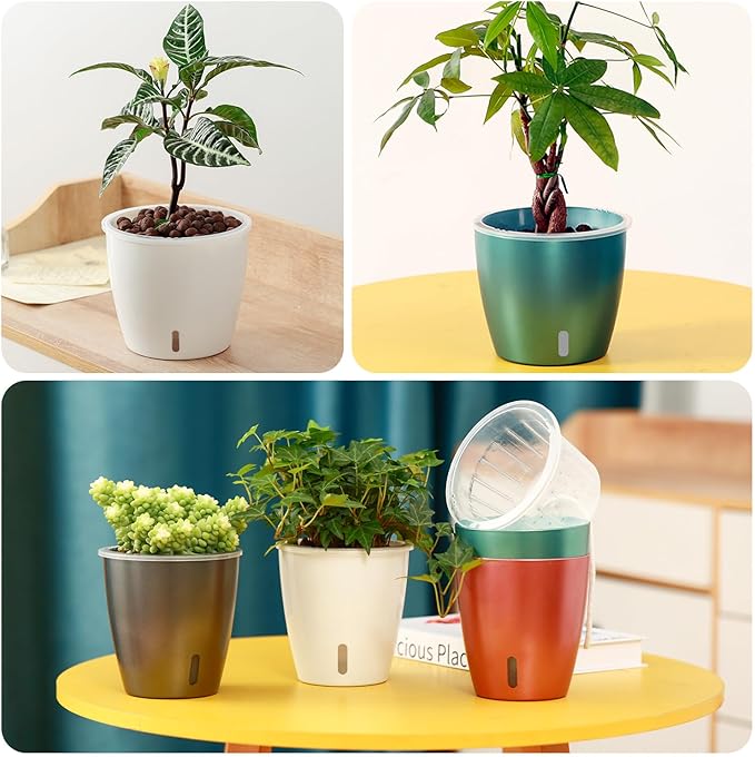 8-Pack 5 Inch Self Watering Pots, Indoor Planter - Image 7