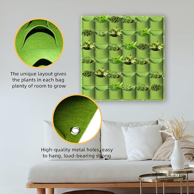 Hanging Planting Grow Bags, 36 Pockets Hanging Vertical Wall Planter Wall - Image 5