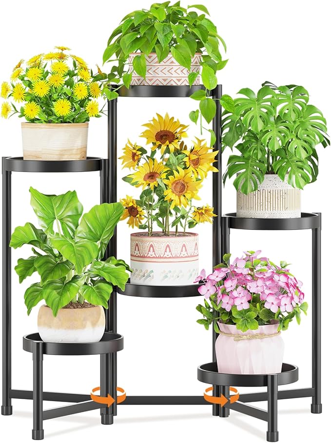 LASZOLA 6 Tiered Folding Tall Plant Stand Indoor by LASZOLA