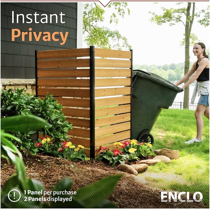 5ft H x 3.2ft W No Dig Enclo Concord Cedar Wood Privacy Screen, Great to Hide - Image 2
