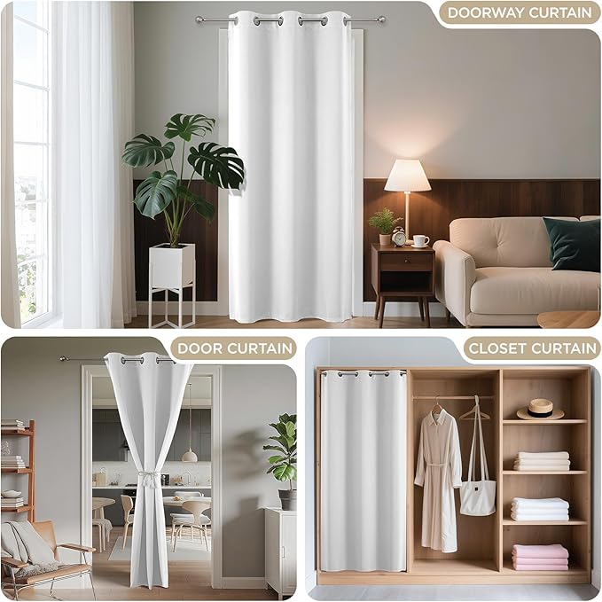 Joydeco Blackout Door Curtain for Doorway Privacy 90 Inches Long, Grommet - Image 4