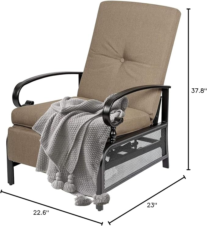 Oakcloud Adjustable Outdoor Lounge Chair Metal Patio Relaxing Recliner Chair - Image 9