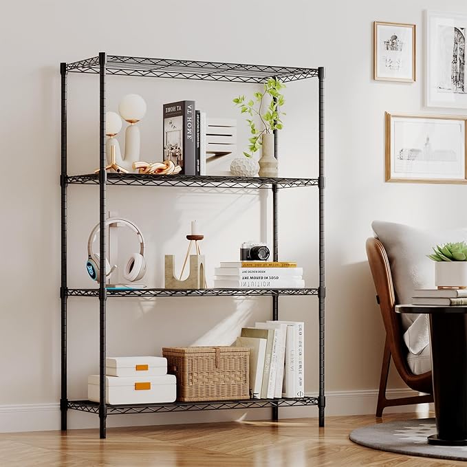 BestOffice | 4-Tier Wire Storage Shelves | 36x14x54 | Black | - Image 2