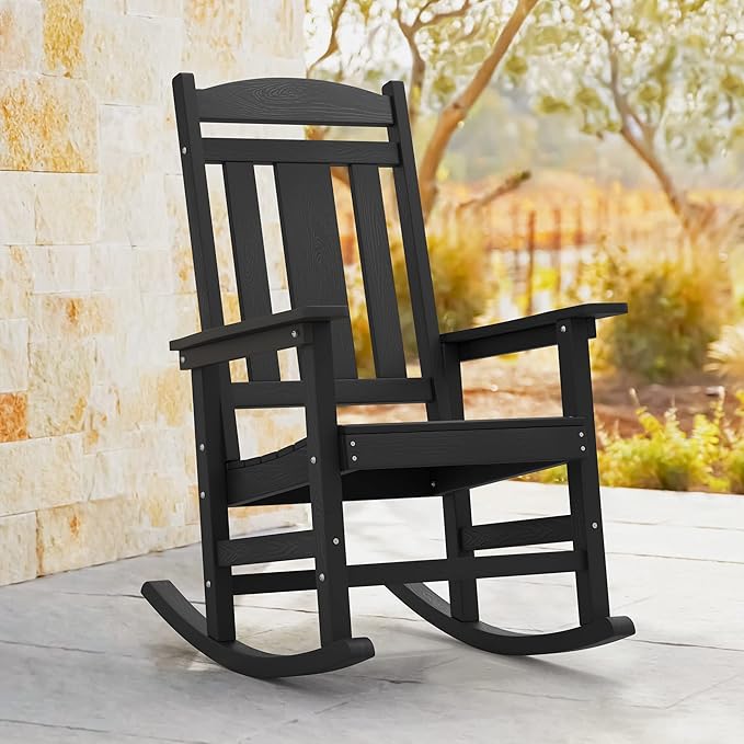 LUE BONA Rocking Chair Outdoor, Weather Resistant Poly Plastic Rocker Chairs - Image 3