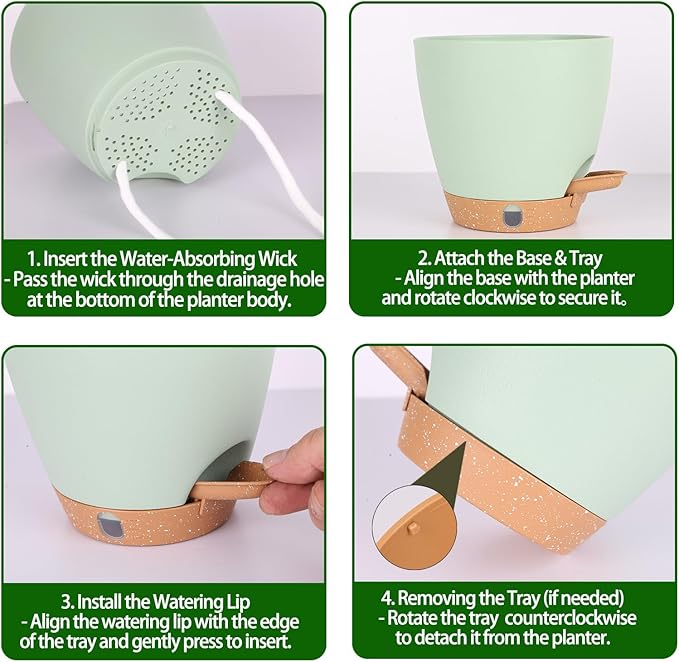 Self-Watering Plant Pots for Indoor Plants: 5/6 Inch Plastic Planter - Image 5