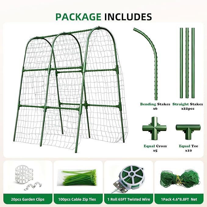 Cucumber Trellis for Raised Bed, U-Shape Garden Arch Metal Support for Climbing - Image 6